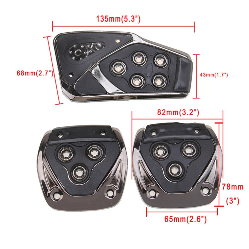 3 Pcs Non-Slip Manual CS-375 Car Pedals kit Pad Covers Set