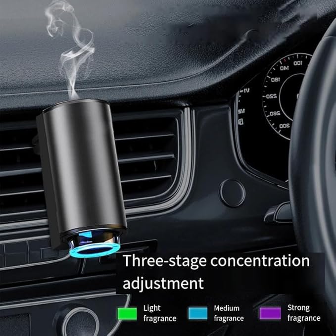 Smart Car Air Freshener With Three Adjustable, Aromatizante para Carro Inteligente Intelligent Car Aroma (Diffuser+3pcs men's), Black