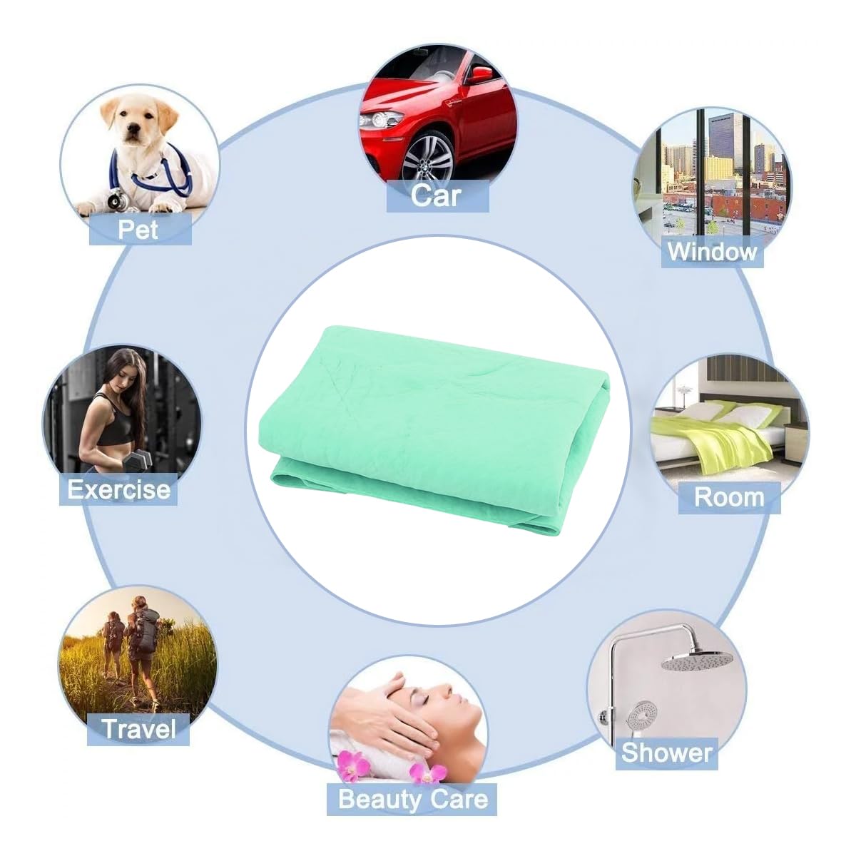 Synthetic Chamois Cloth Super Absorption Drying Towel for Cars for Dry & Wet Cleaning (Light Green, 64X43 cm).