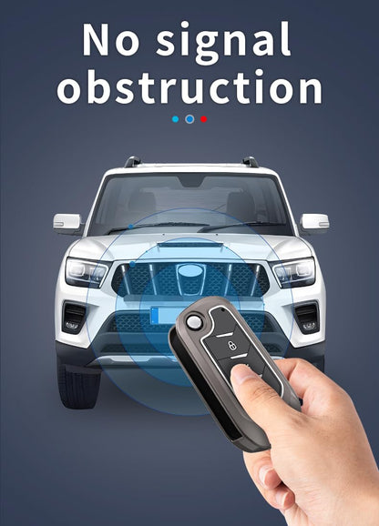 Metal Key Cover Compatible with Mahindra Scorpio N | 3XO | XUV 300 | Marazzo | XUV 700 | XUV 400 ev | Bolero | Thar 3 Button Flip Key