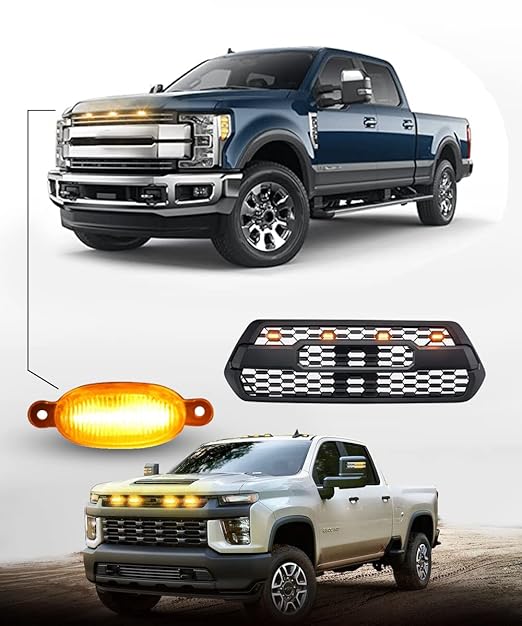 Car Grille LED Light â€“ Universal Waterproof DRL Decorative Grill Lamp for SUV, Jeep, Pickup, Off-Road & Cars (Amber/White/Blue Options)