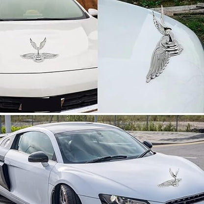 Chrome Flying Eagle Logo Car Hood Ornament Metal Stickers Hood Ornaments for Trucks Auto 3D Stand Decal Bonnet Univeral Emblem Badge