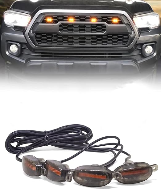 Car Grille LED Light â€“ Universal Waterproof DRL Decorative Grill Lamp for SUV, Jeep, Pickup, Off-Road & Cars (Amber/White/Blue Options)