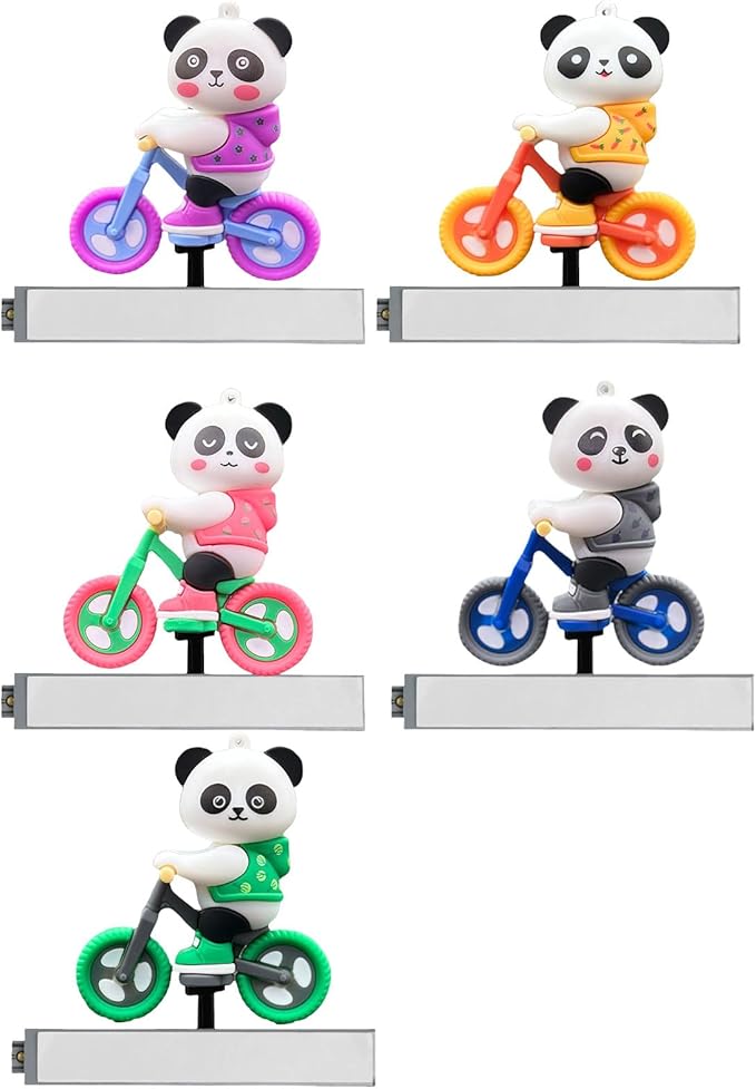 Ubxvamm Cycling Panda Car Ornament,Funny Sliding Moving Panda Car Dashboard Decorations Center Console Screen Toy