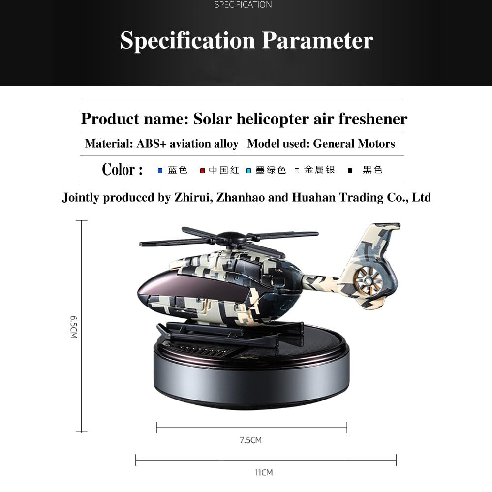 Army Style Solar Powered Car Perfume Aromatherapy Helicopter Air Freshener Diffuser Perfume Auto Rotation Fan | For Car Dashboard with liquid Perfume