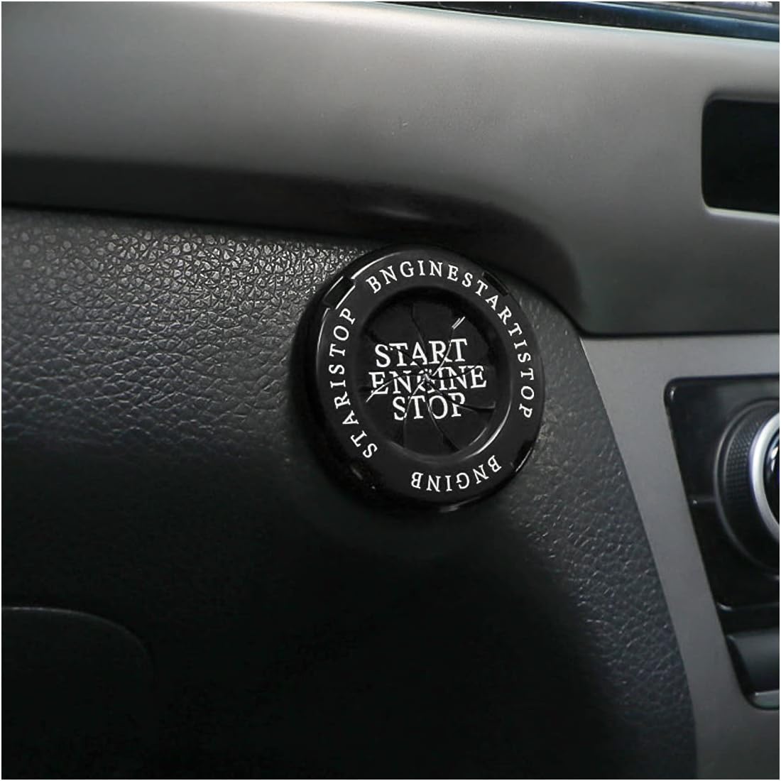 Rotary Car Push Start Button Cover, Spin Chrom Metal Car Engine Push to Start Button Cover Decoration, DIY Car Accessories (Red)