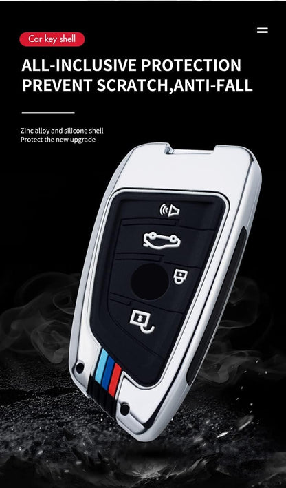 Key Fob Cover Case, Keychain, Metal Shell Cover Compatible for BMW 2 5 6 7 X1 X2 X3 X5 X6 X7 Series
