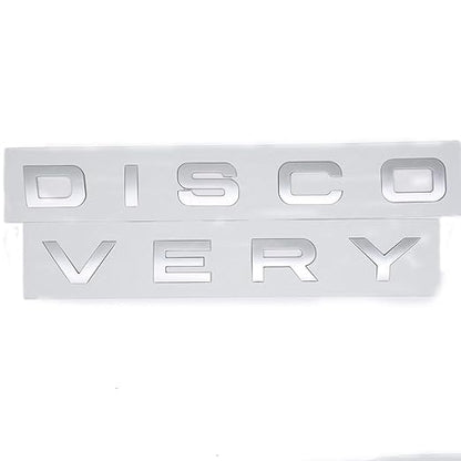 Premium DISCOVERY Car Emblem Letter Set | 3D Chrome Finish Sticker for Front & Rear Bonnet | Compatible with Land Rover Discovery | Waterproof & Durable Adhesive Badge