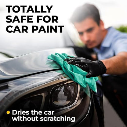Synthetic Chamois Cloth Super Absorption Drying Towel for Cars for Dry & Wet Cleaning (Light Green, 64X43 cm).