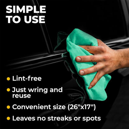 Synthetic Chamois Cloth Super Absorption Drying Towel for Cars for Dry & Wet Cleaning (Light Green, 64X43 cm).