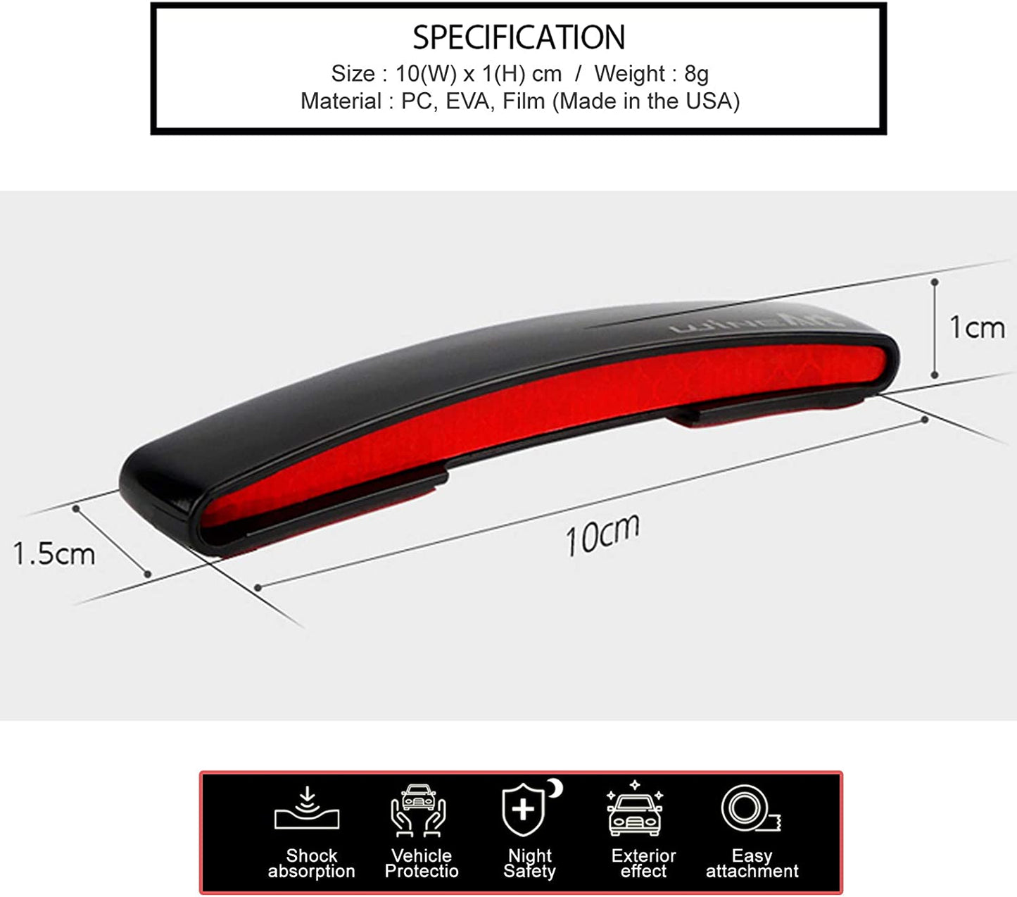 Autoban 4Pcs Car Side Door Edge Guard Anti-Scratch Protector/High Intensity Reflector/Arched Three-Dimensional Design/Elastic EVA Material