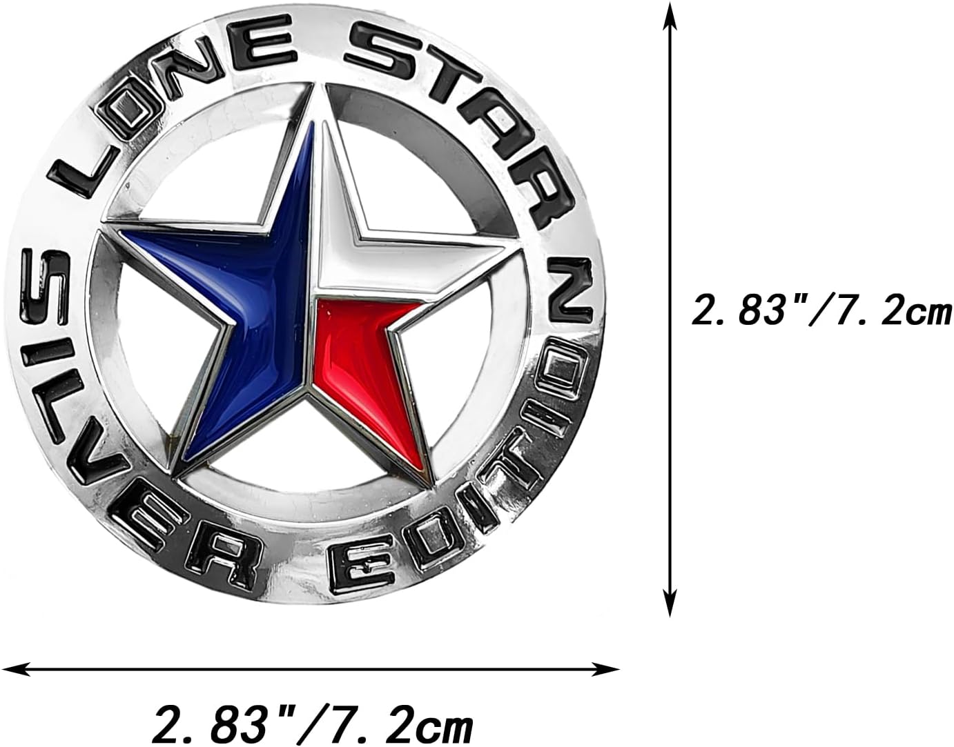 Caroxygen Lone Star Silver Edition Emblem Lone Star Badge Silver Edition Lone Star Decal Lone Star Sticker Fit for Universal Pickup 1 Piece Metal Black Chrome