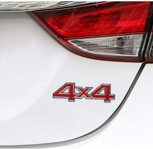 3D Metal 4X4 Four-Wheel Drive Car Sticker Emblem Badge For Universal Cars (Red Black)