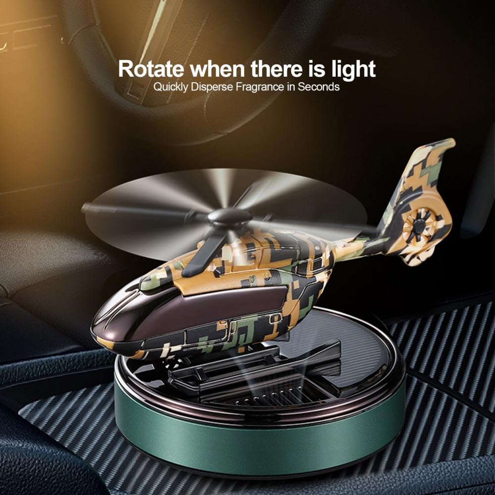 Army Style Solar Powered Car Perfume Aromatherapy Helicopter Air Freshener Diffuser Perfume Auto Rotation Fan | For Car Dashboard with liquid Perfume