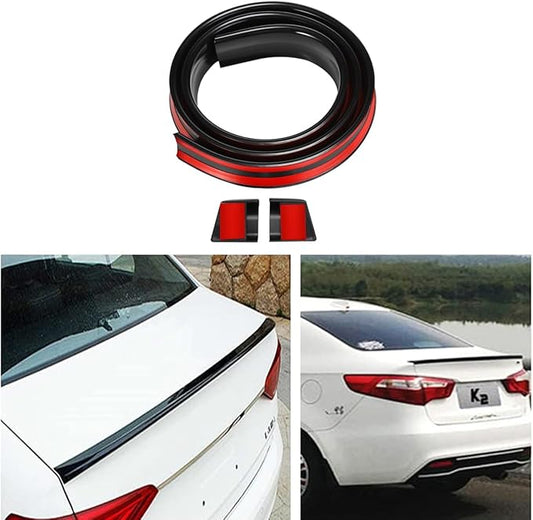 Caroxyen Car Rear Spoilers, Gloss Black Rear Trunk Boot Car Spoiler, Auto Lip Tail Wing, Tail Trunk Boot Roof Trim Sticker, PVC Soft Rubber Bar Spoilers Lip Kit