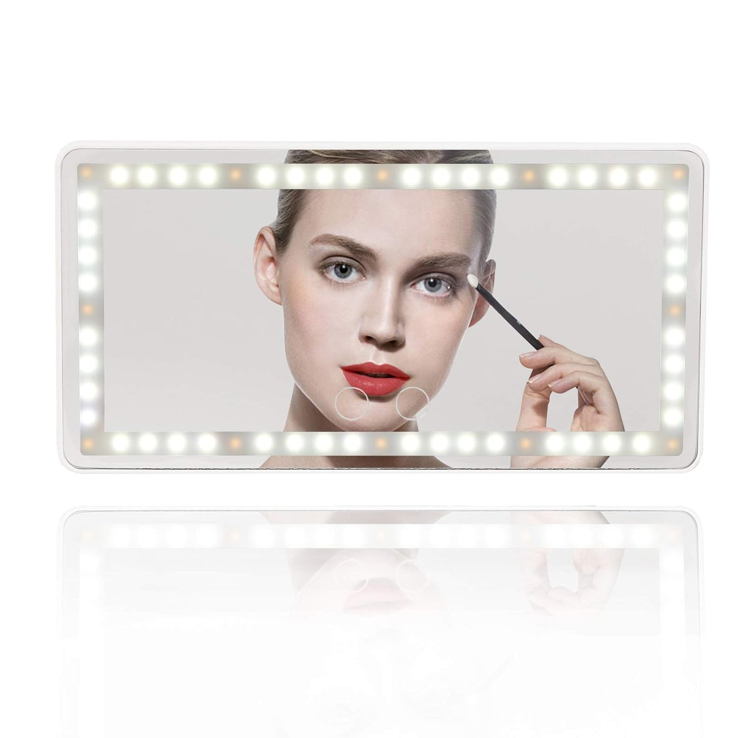 Car Visor Mirror Car Makeup Mirror with LED Lights for Car Truck SUV Rear View Mirror Sun-Shading Cosmetic Mirror with Touch Screen USB Power