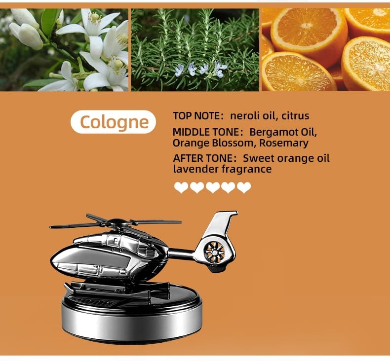 Army Style Solar Powered Car Perfume Aromatherapy Helicopter Air Freshener Diffuser Perfume Auto Rotation Fan | For Car Dashboard with liquid Perfume