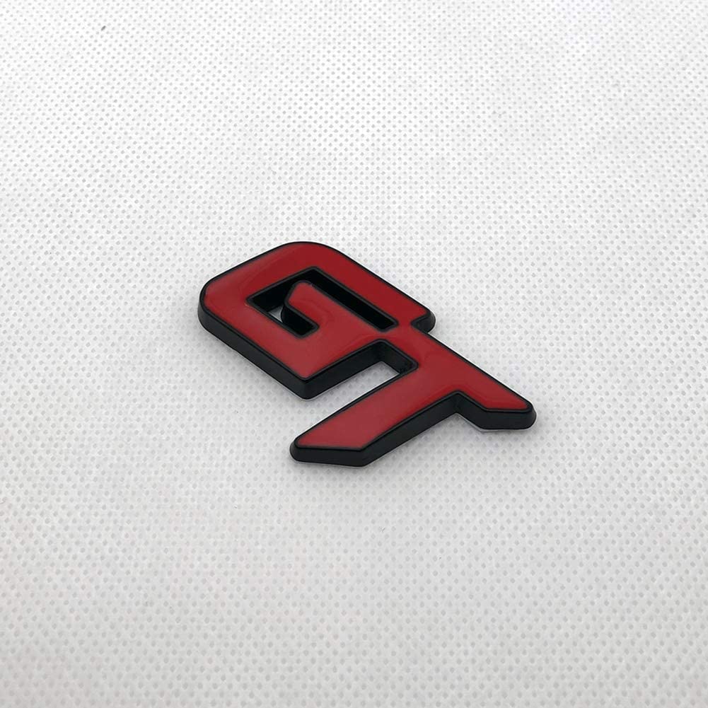 GT Car Badge 3D Logo Metal Emblem Automotive Sticker Decal Flexes to Cars, Motorcycles, Laptops, Windows, Any Smooth Surface 6 cm X 3.8 cm Red & Silver