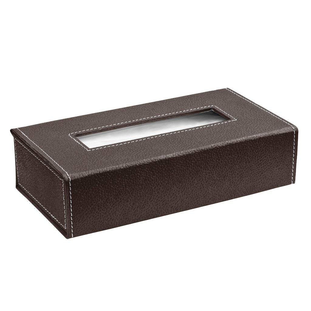 Car Dashboard Napkin Tissue Box Holder with Leatherette & 100 Tissue Paper (Black)