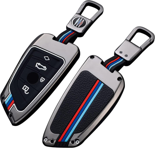 Key Fob Cover Case, Keychain, Metal Shell Cover Compatible for BMW 2 5 6 7 X1 X2 X3 X5 X6 X7 Series