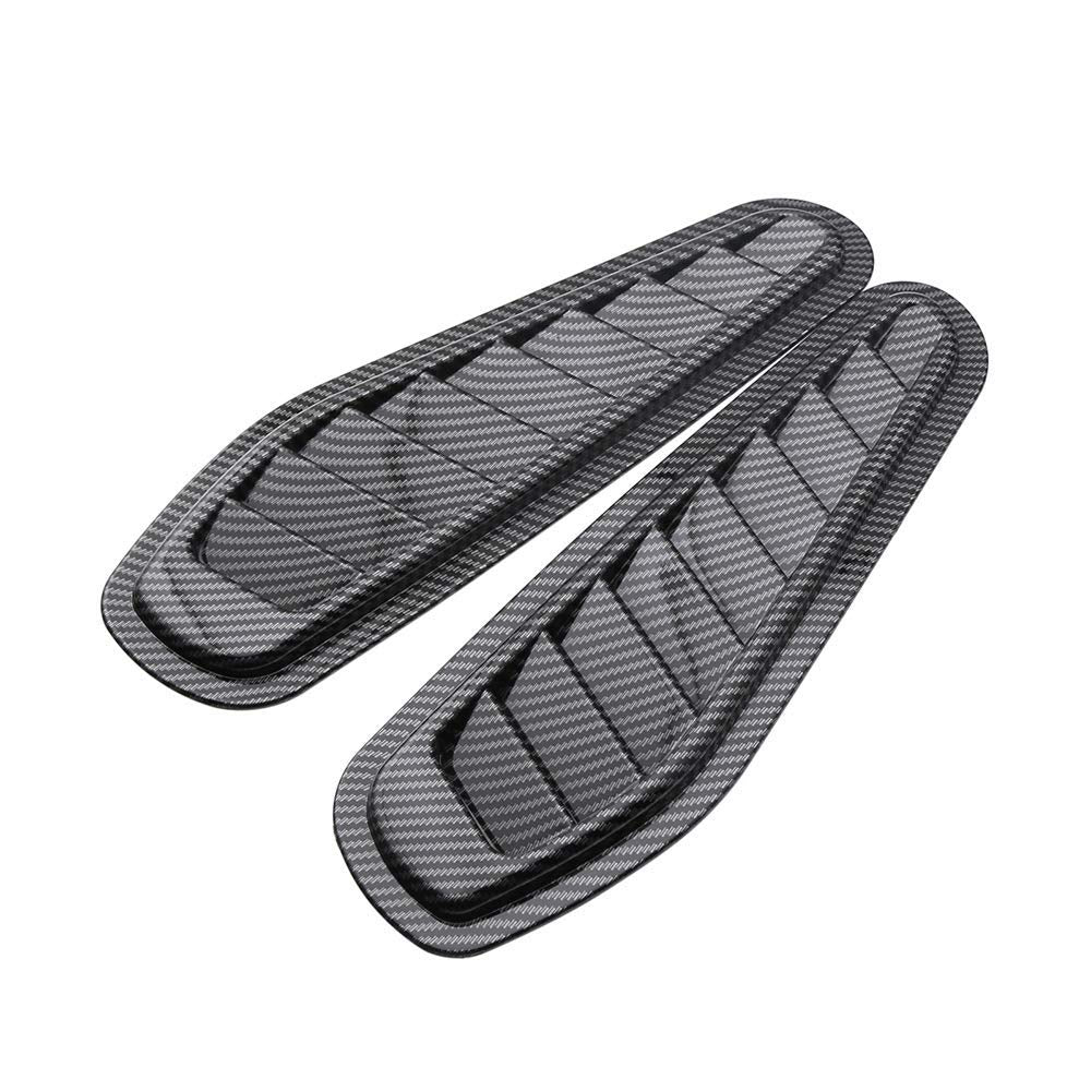 CAR OXYGEN Air Flow Intake Cover,2pcs Carbon Fiber Style Car Air Flow Intake Scoop Hood Decorative Lightweight Scoop Bonnet Vent Hood Cover Universal