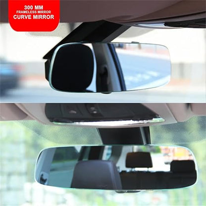 Rear View Mirror 11.8", Wide Angle Rear View Mirror Frameless Universal Panoramic Rearview Mirror, Convex Car Interior Mirror to Reduce Blind Spot Effectively for Cars SUV Trucks Universal
