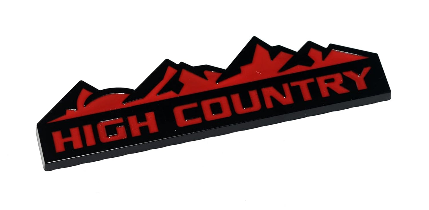 HIGH Country Black Logo 12.5 x 2.8cm Car Bike Metal HIGH Country Logo Car Emblem Premium 3D Badge Auto Racing Sport Sticker Grand Tourer Decal