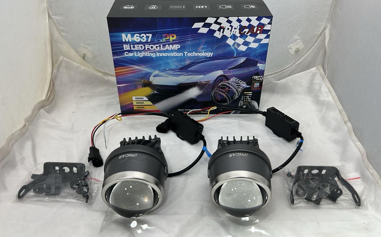 🔥IPHCAR M637 APP 3.0 Inch Bi-LED Fog Lamp Projector Light (3000K + 4800K + 6000K) | 9-18V | IP67 Waterproof | Universal Car Fit | Set of 2