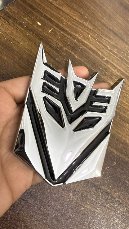 3D Metal Transformer Style Car Front Grille Emblem Badge – Universal Chrome Black Auto Logo Decoration for Cars & Bikes