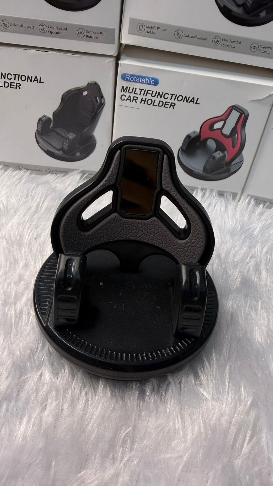 Rotatable Multifunctional Car Mobile Holder | 360° Adjustable Dashboard Phone Stand | Universal Smartphone Mount for Car Size-79x79x72mm