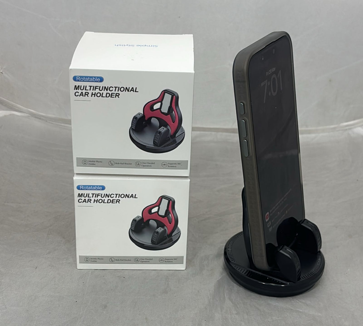 Rotatable Multifunctional Car Mobile Holder | 360° Adjustable Dashboard Phone Stand | Universal Smartphone Mount for Car Size-79x79x72mm