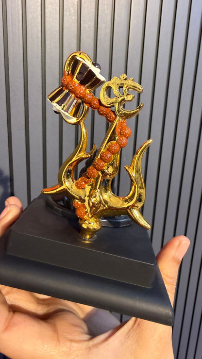 Premium Decorative Showpiece for Home, Car Dashboard, Office & Temple.Lord Shiva Idol with Trishul & Damru | Om Namah Shivaya Shiv Statue. Size-10cm