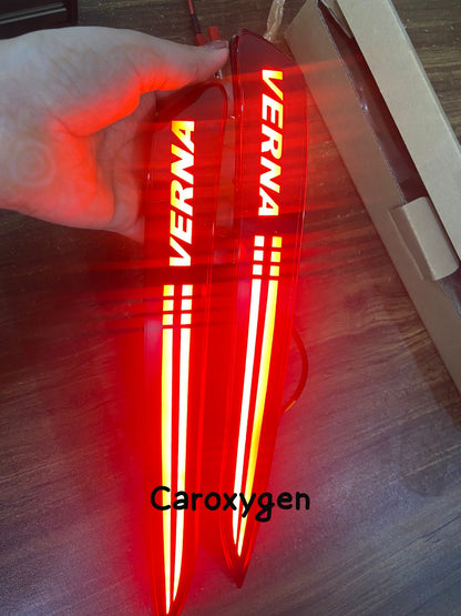 Rear Bumper LED Reflector Light compatible for Verna 2021 22 with Matrix Indicator (Smoke & Red ) set of 2