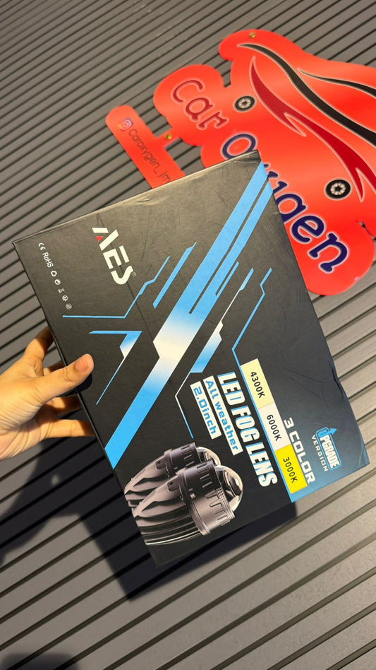 AES 2.0 Inch LED Fog Light Lens | 3 Color (3000K Yellow / 4300K Warm White / 6000K White) | All Weather Projector Fog Lamp | Upgrade Version | Universal Fit (Pack of 2)