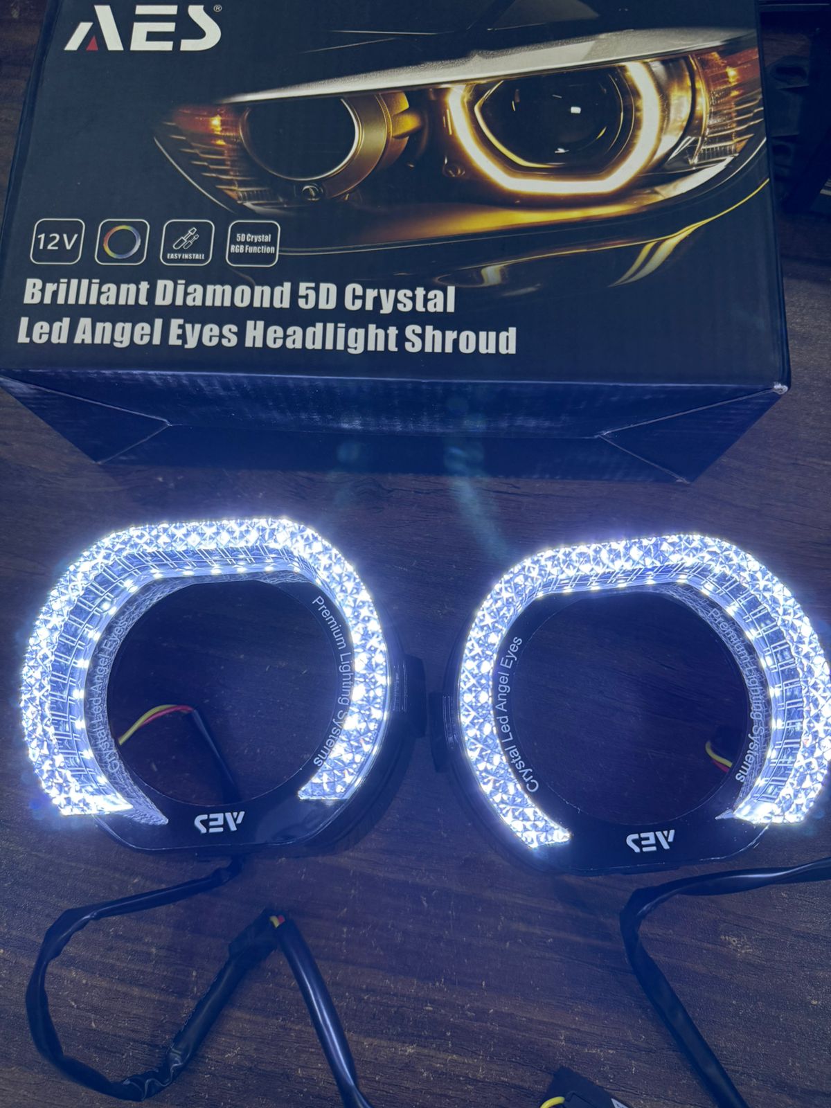 Brilliant Diamond 5D Crystal Led Angel Eyes Headlight Shroud