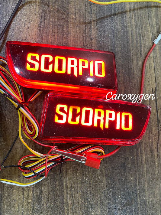 IMPORTED QUALITY -Car Reflector Lines Flowing design Back Bumper Reflector LED Brake Reflector Light (Scorpio Type A) - MATRIX + Scan /3D Red