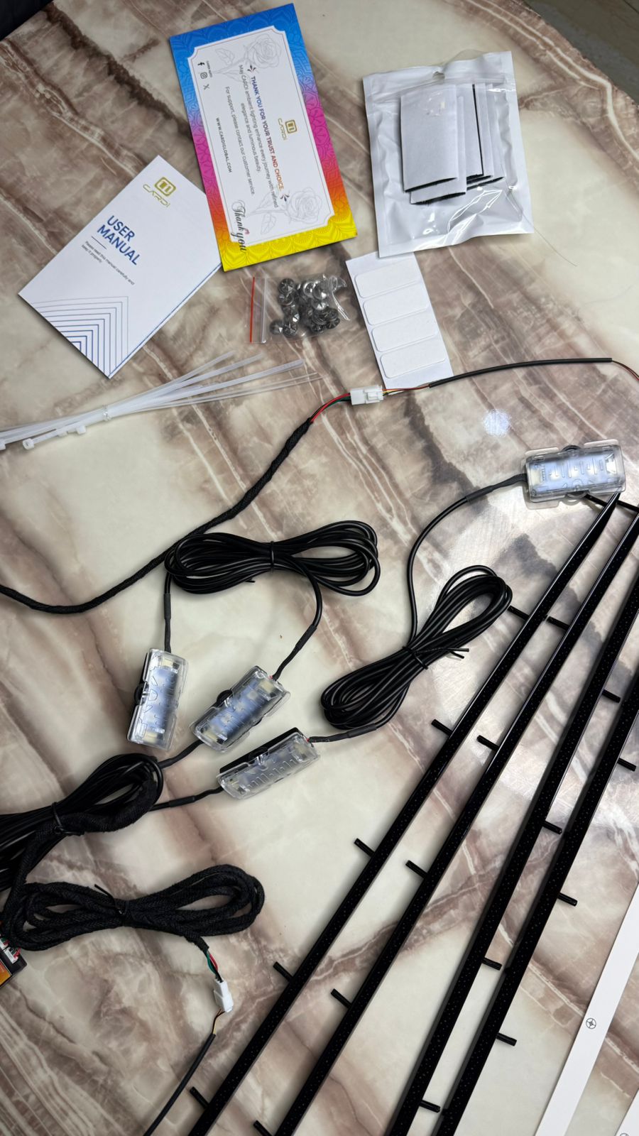 CARDI K5/K6 Magic Black Trim 10 In 1 LED Car Ambient Lights By App Control Strip Light Guide Decoration Atmosphere Lamp. TRIM SIZE EACH 70 CM