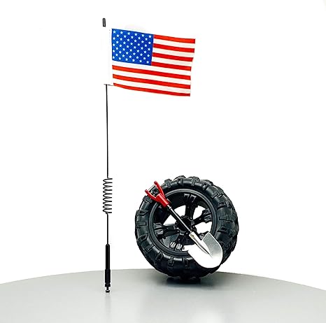 CB Miniature Spare Tire Flag Shovel Creative Off-Road Mini Rigs Build For Car Automotive Styling, Body Shop Decoration, Black Wheel-America Flag