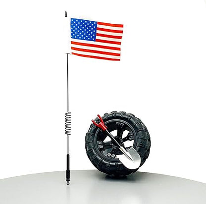 CB Miniature Spare Tire Flag Shovel Creative Off-Road Mini Rigs Build For Car Automotive Styling, Body Shop Decoration, Black Wheel-America Flag