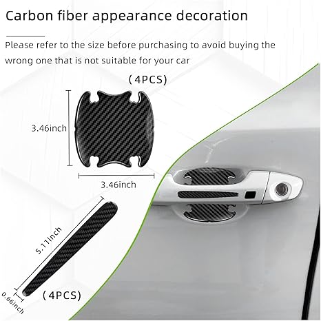 8PCS Car Handle Sticker, 3D Carbon Fiber Door Bowl Protective Film, Anti-Scratch Auto Paint Cover Guard, Universal Waterproof Decor Sticker for Cars (4 Handle + 4 Bowl)