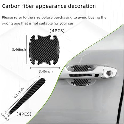 8PCS Car Handle Sticker, 3D Carbon Fiber Door Bowl Protective Film, Anti-Scratch Auto Paint Cover Guard, Universal Waterproof Decor Sticker for Cars (4 Handle + 4 Bowl)