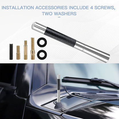 Universal Car Antenna Mast Carbon Fiber Truck Vehicle Replacement Short Antenna 4.7 inch Compatible with Ford, Dodge, Jeep, Toyota, Nissan, Mazda