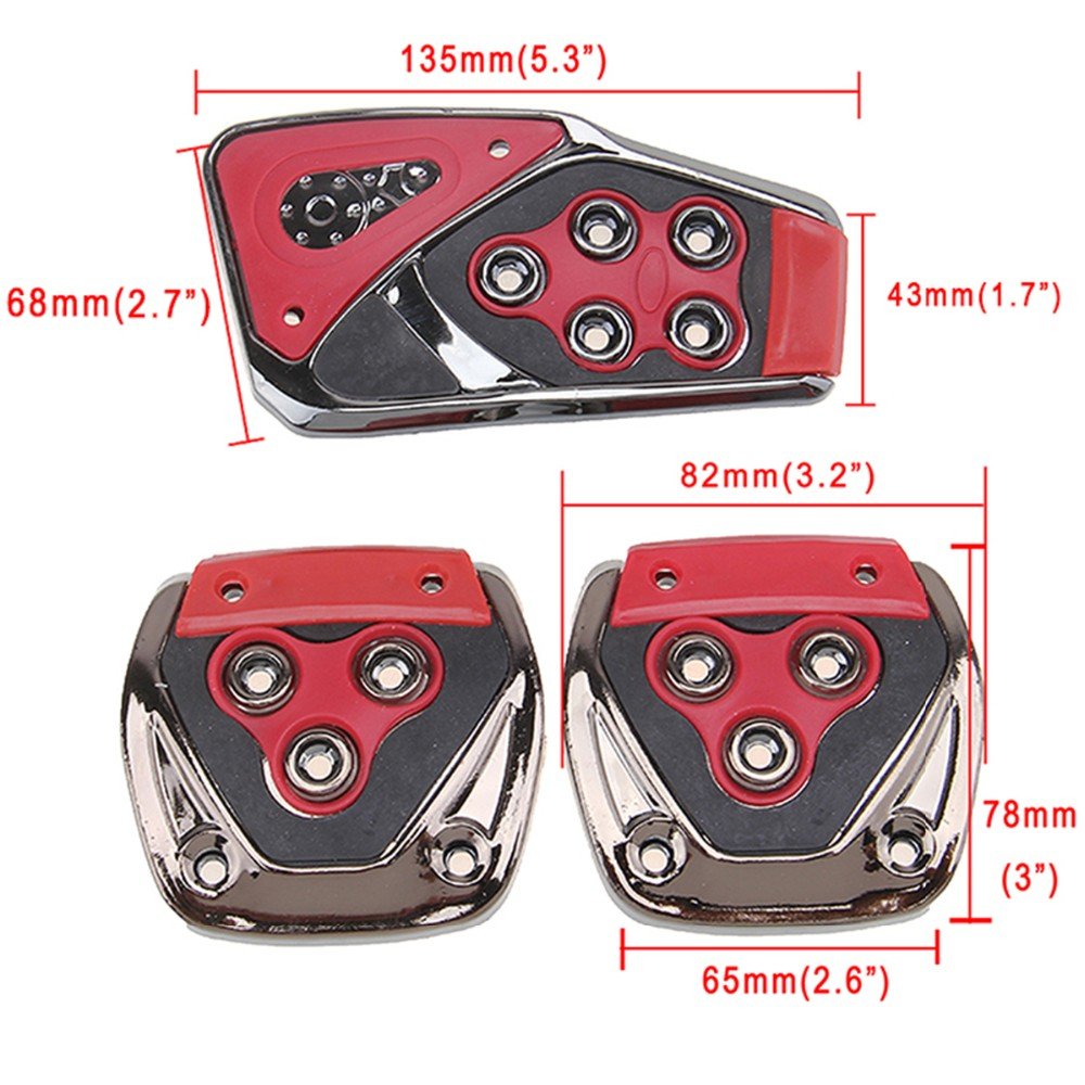 3 Pcs Non-Slip Manual CS-375 Car Pedals kit Pad Covers Set