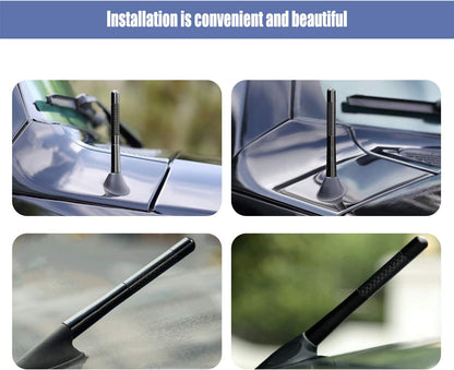 Universal Car Antenna Mast Carbon Fiber Truck Vehicle Replacement Short Antenna 4.7 inch Compatible with Ford, Dodge, Jeep, Toyota, Nissan, Mazda