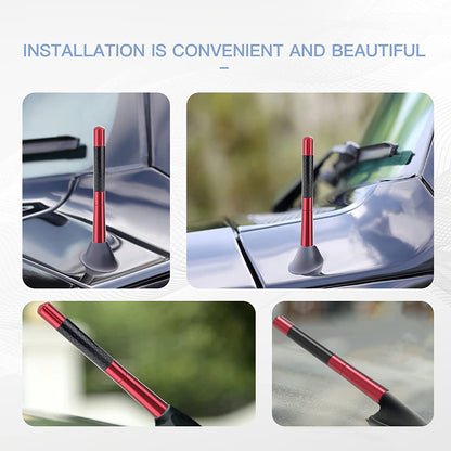 Universal Car Antenna Mast Carbon Fiber Truck Vehicle Replacement Short Antenna 4.7 inch Compatible with Ford, Dodge, Jeep, Toyota, Nissan, Mazda