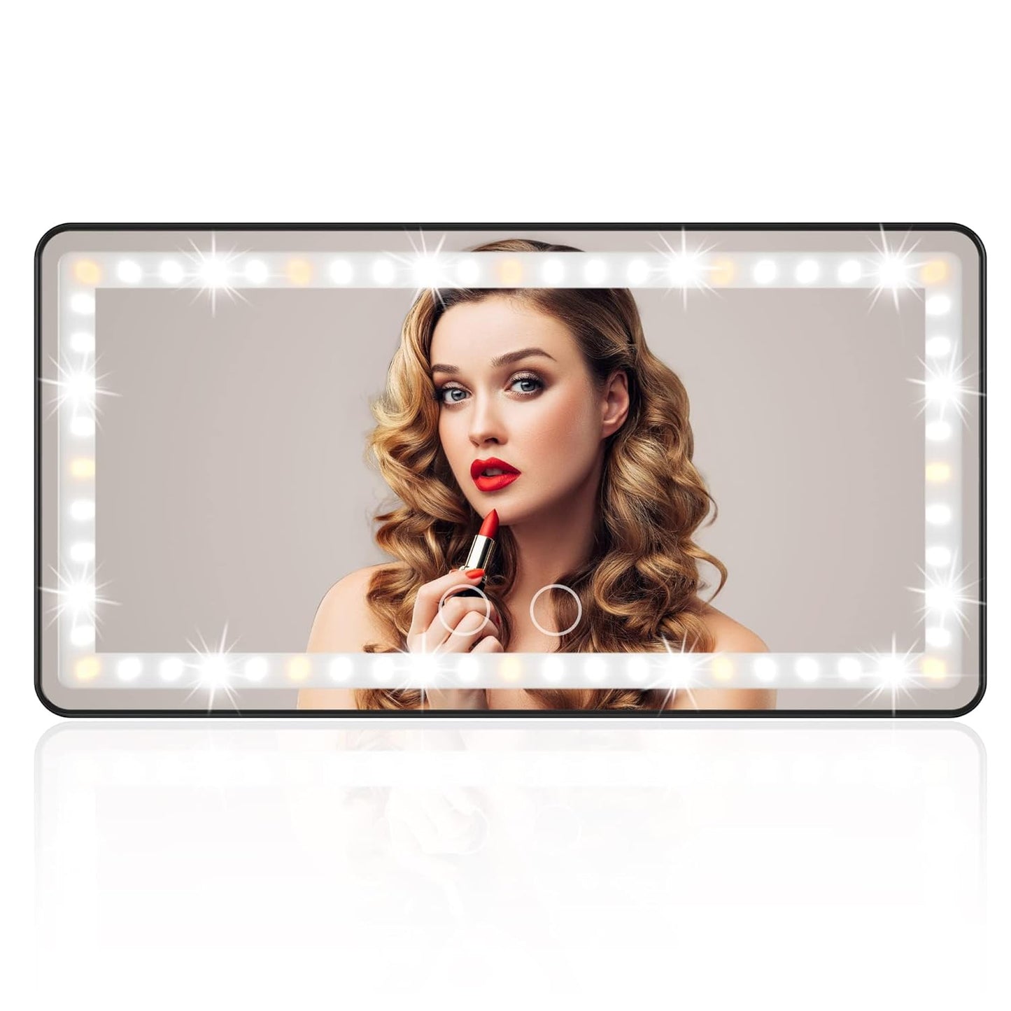 Car Visor Mirror Car Makeup Mirror with LED Lights for Car Truck SUV Rear View Mirror Sun-Shading Cosmetic Mirror with Touch Screen USB Power