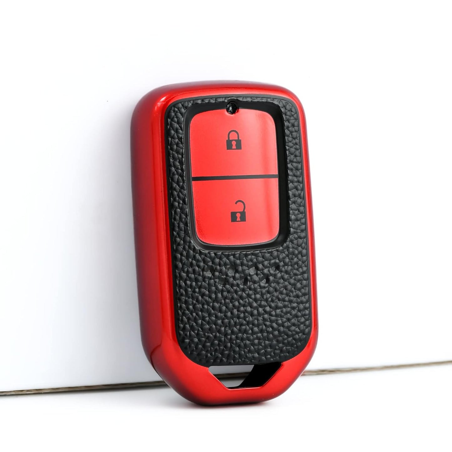 TPU Leather Pattern Key Cover Compatible with Honda City, Civic, Jazz, Amaze, CR-V, WR-V, BR-V 2 Button Smart Key Cover with Key Chain