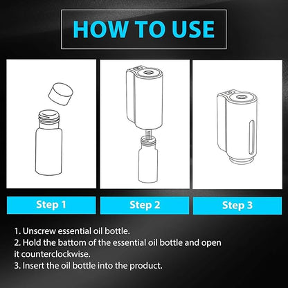 Smart Car Air Freshener With Three Adjustable, Aromatizante para Carro Inteligente Intelligent Car Aroma (Diffuser+3pcs men's), Black