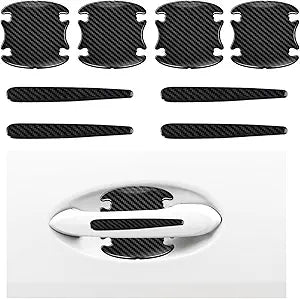 8PCS Car Handle Sticker, 3D Carbon Fiber Door Bowl Protective Film, Anti-Scratch Auto Paint Cover Guard, Universal Waterproof Decor Sticker for Cars (4 Handle + 4 Bowl)