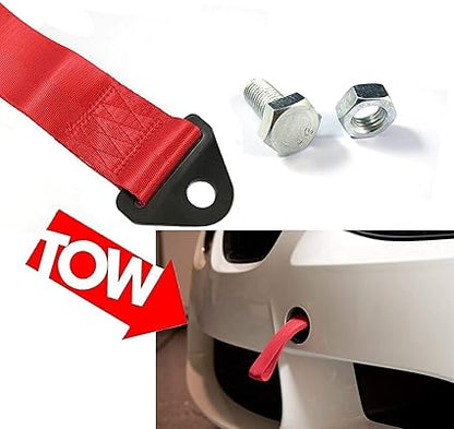 High Strength Universal Nylon Racing Car Tow Strap/Tow Rope (Sparco Letter) (Red)